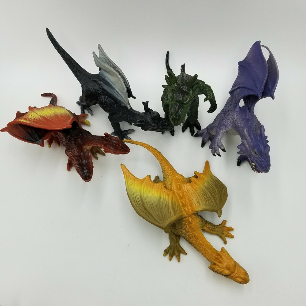 Dragons Toy Major Co Rubber Mythical Monsters Wings 2005 Edition Lot of Five